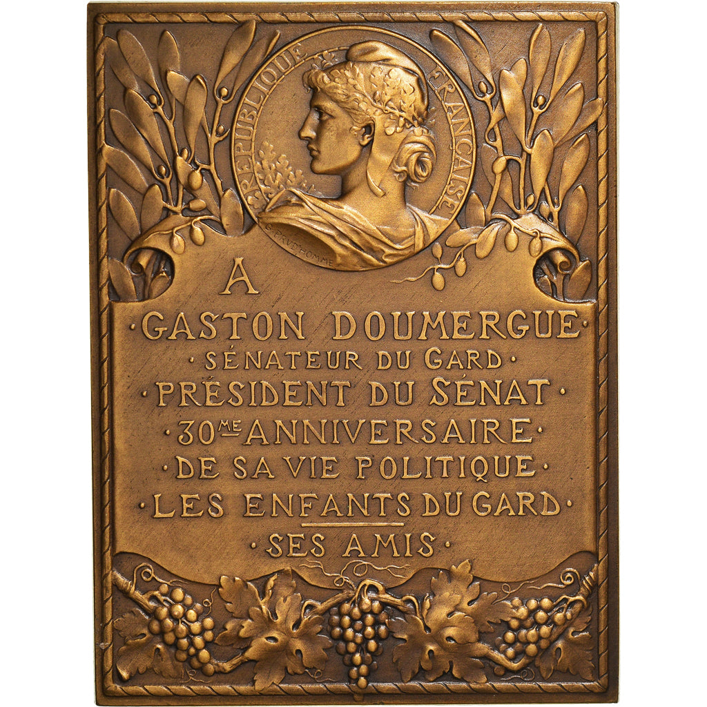 France, Médaille, Gaston Doumergue Président du Sénat, 1924, Prud'homme
