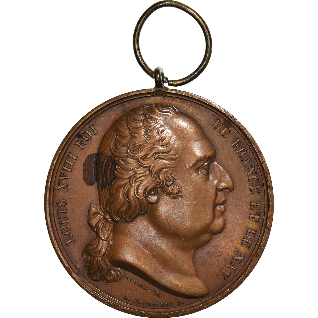Francia, medalla, Louis XVIII, Service de la Chambre des Députés, Gayrard