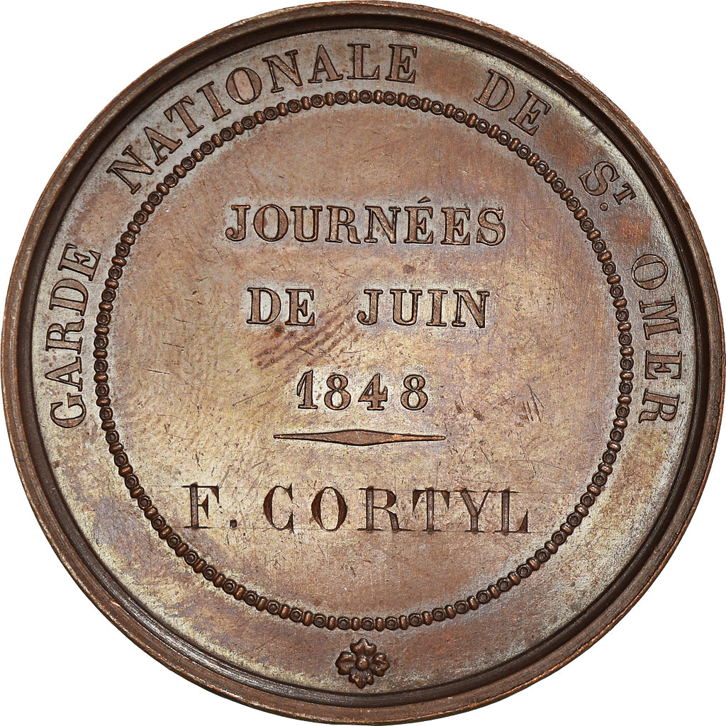 France, Medal, Garde Nationale de St. Omer, 1848, Borrel, MS(60-62), Copper