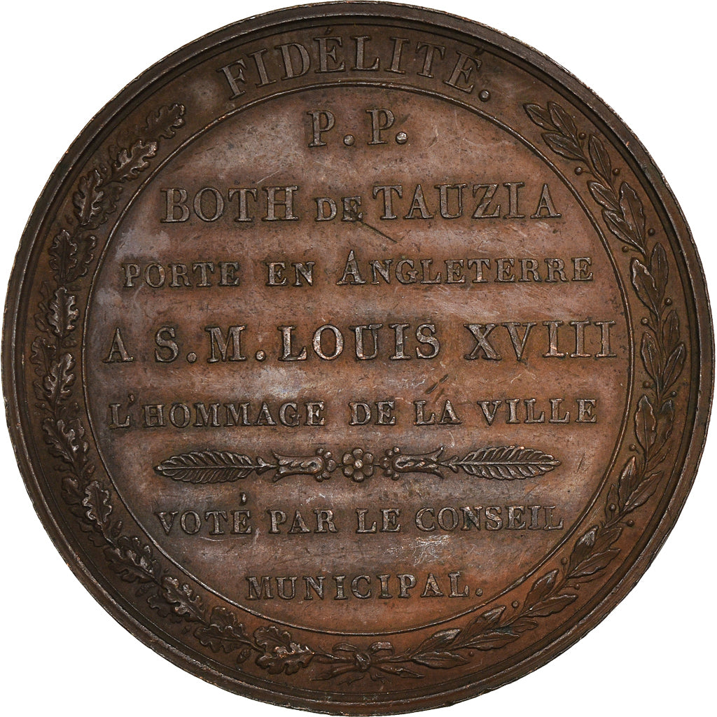 Francia, medalla, Entrée du duc d'Angoulême à Bordeaux, 1814, Andrieu, EBC