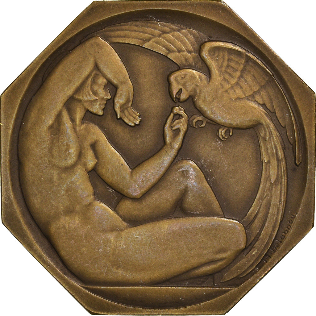 Frankrijk, Medaille, Macaw's Woman, Femme à l'Ara, 1930, Delannoy, Uniface, PR