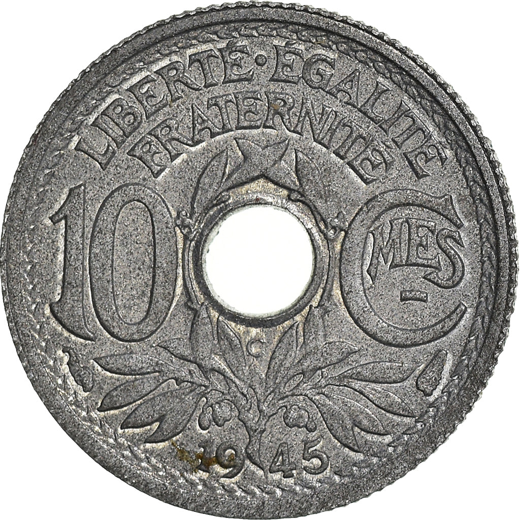 Moneda, Francia, Lindauer, 10 Centimes, 1945, Castelsarrasin, SC, Cinc