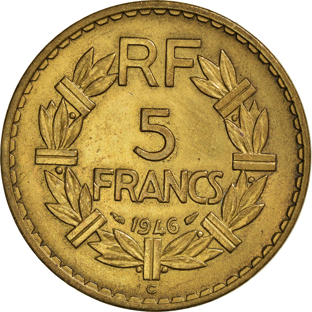 Moneda, Francia, Lavrillier, 5 Francs, 1946, Castelsarrasin, EBC, Aluminio -