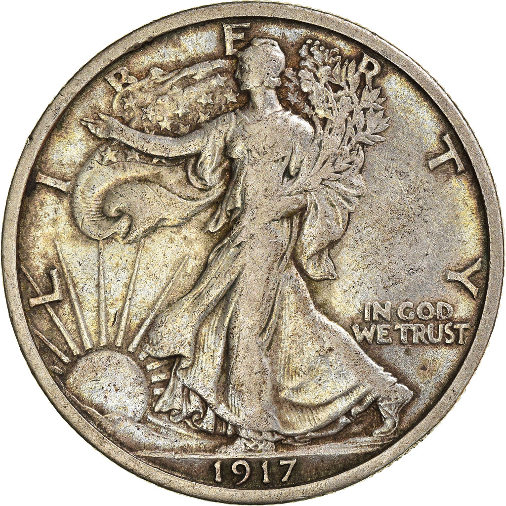 Coin, United States, Liberty Walking, Half Dollar, 1917, Philadelphia