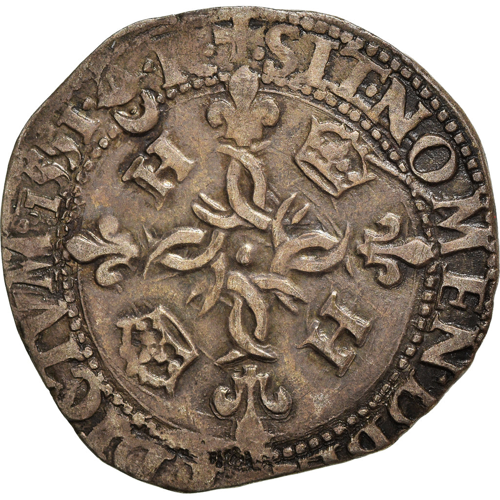 Moneta, Francja, Henri II, Douzain aux croissants, 1551, Bordeaux, EF(40-45)