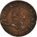 Coin, France, Henri III, Double Tournois, 1587, Paris, AU(50-53), Copper
