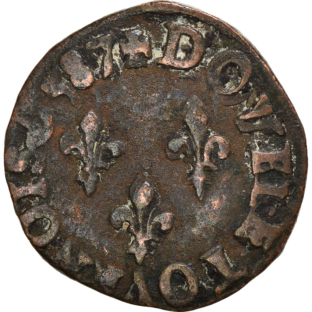 Moneta, Francia, Henri III, Double Tournois, 1587, Troyes, MB, Rame, CGKL:134