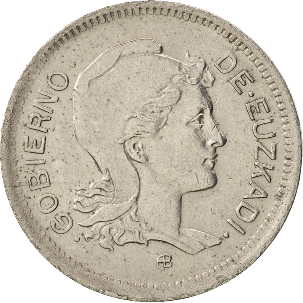 GUERRA CIVILE SPAGNOLA, EUZKADI, Peseta, 1937, Brussels, SPL-, Nichel, KM:1
