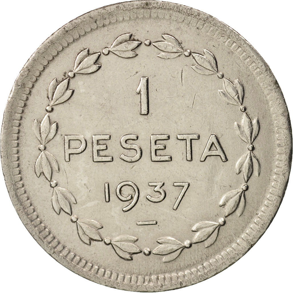 GUERRA CIVILE SPAGNOLA, EUZKADI, Peseta, 1937, Brussels, SPL-, Nichel, KM:1