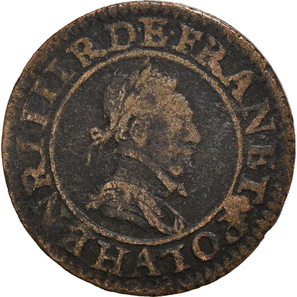 Coin, France, Henri III, Double Tournois, 1588, Paris, VF(20-25), Copper