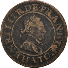 Coin, France, Henri III, Double Tournois, 1588, Paris, VF(20-25), Copper
