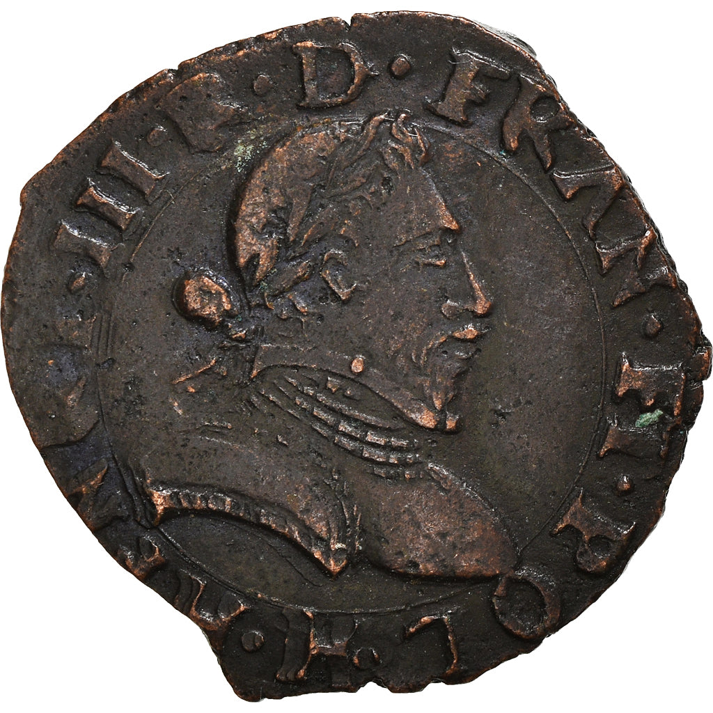 Munten, Frankrijk, Henri III, Double Tournois, 1586, La Rochelle, ZF, Koper