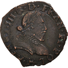 Munten, Frankrijk, Henri III, Double Tournois, 1586, La Rochelle, ZF, Koper