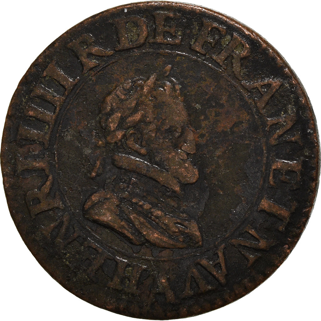 Moneta, Francia, Henri IV, Double Tournois, 1608, Paris, BB, Rame, CGKL:222