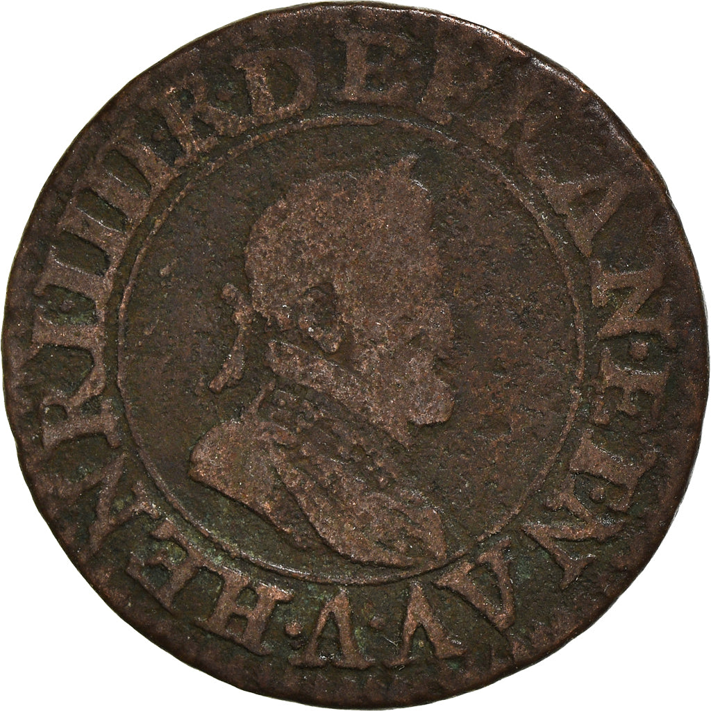 Coin, France, Henri IV, Double Tournois, 1610, Paris, F(12-15), Copper