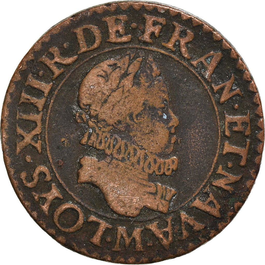 Münze, Frankreich, Louis XIII, Double Tournois, 1612, Toulouse, S+, Kupfer