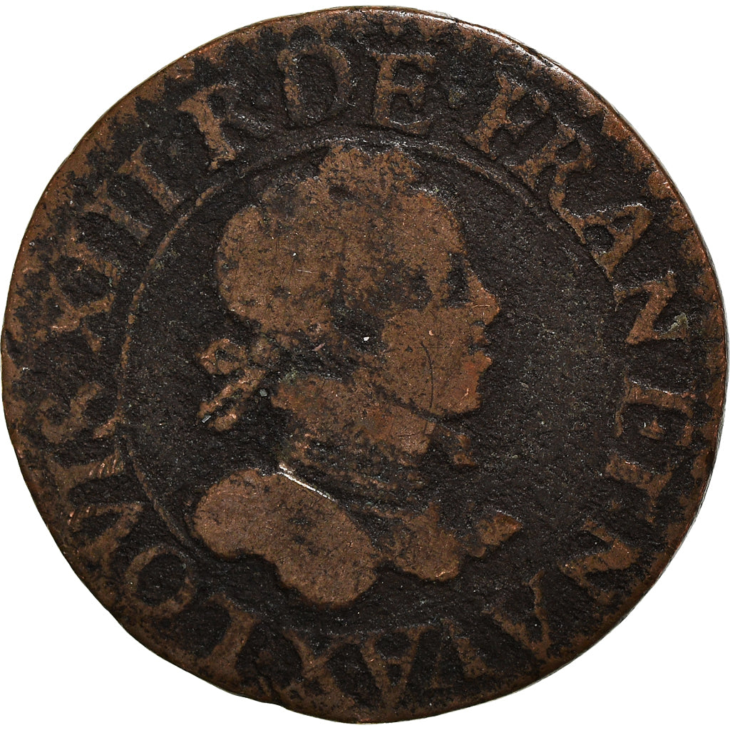 Coin, France, Louis XIII, Double Tournois, 1615, Amiens, VF(20-25), Copper