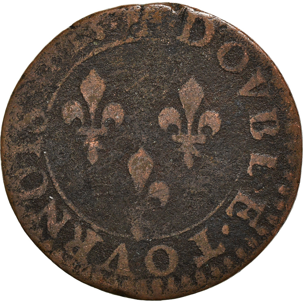 Coin, France, Louis XIII, Double Tournois, 1615, Amiens, VF(20-25), Copper