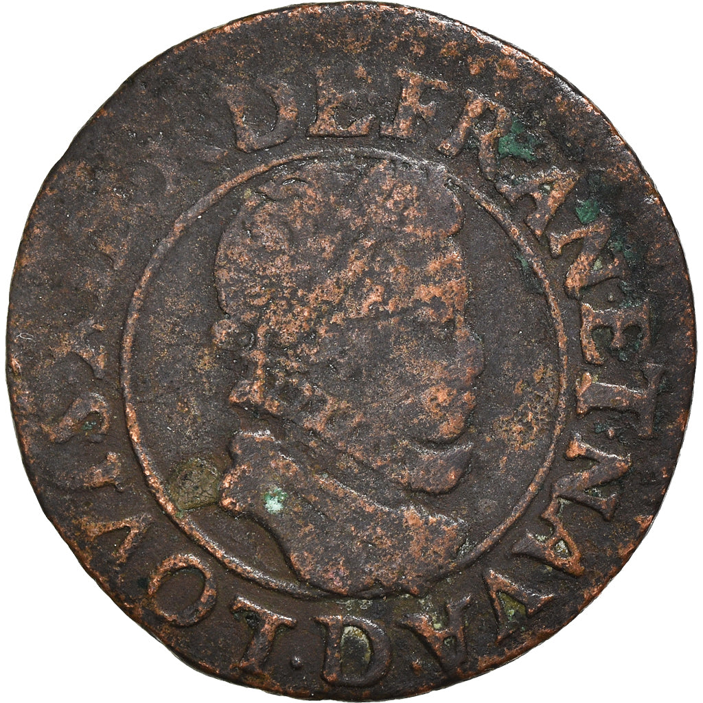 Coin, France, Louis XIII, Double tournois, buste enfantin au col fraisé, Double