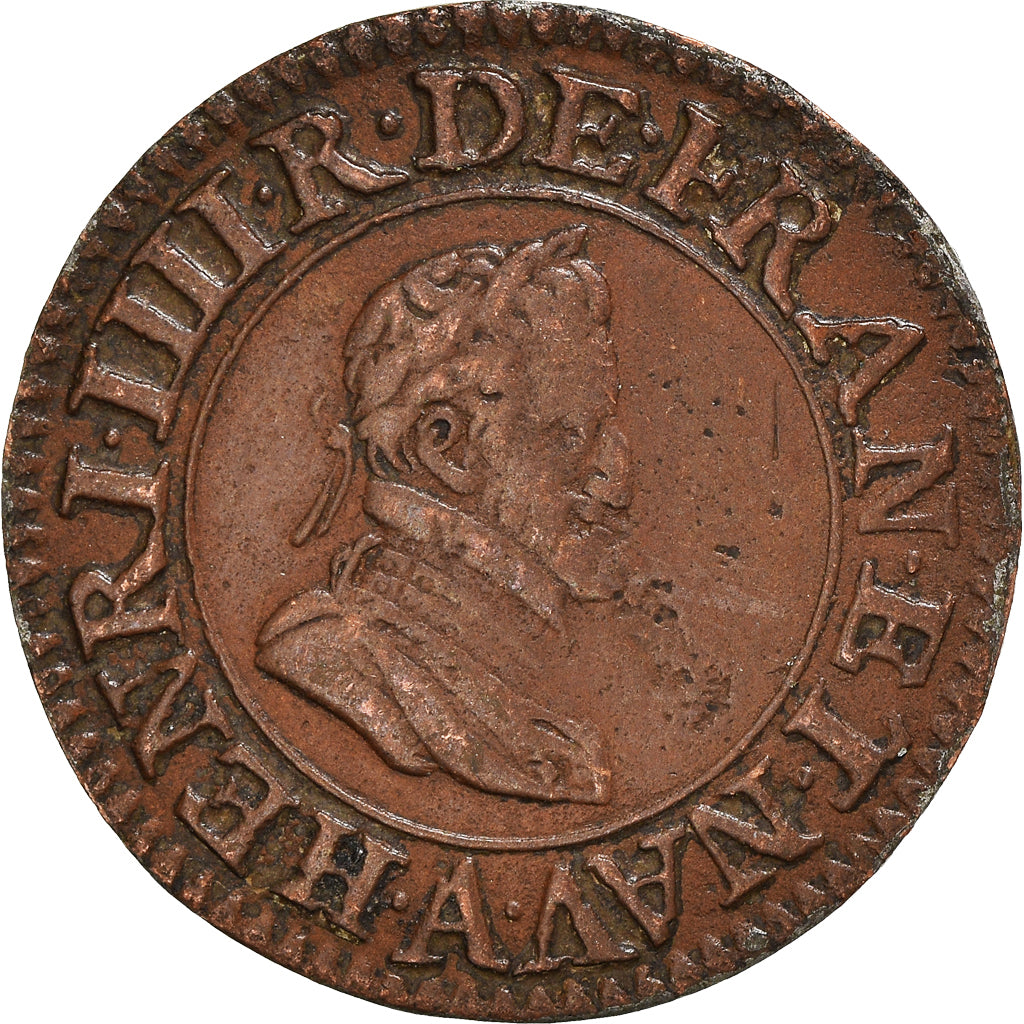 Monnaie, France, Henri IV, Double Tournois, 1606, Paris, TTB, Cuivre, CGKL:222
