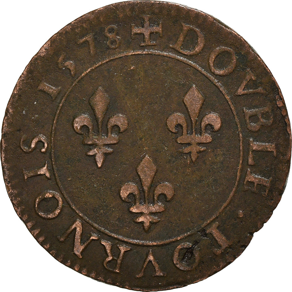 Coin, France, Henri III, Henri III, Double Tournois, 1578, Paris, EF(40-45)