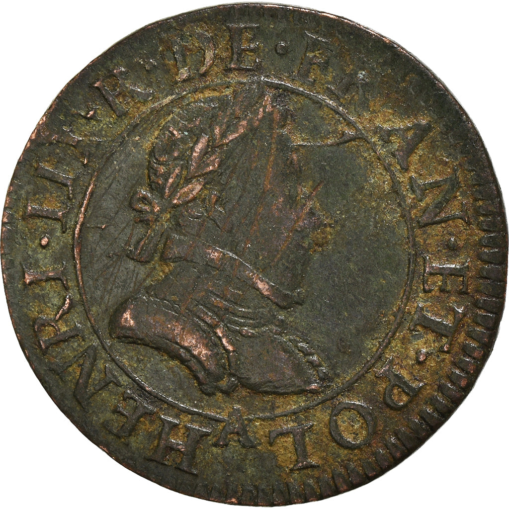Münze, Frankreich, Henri III, Double Tournois, 1580, Paris, SS, Kupfer, CGKL:84