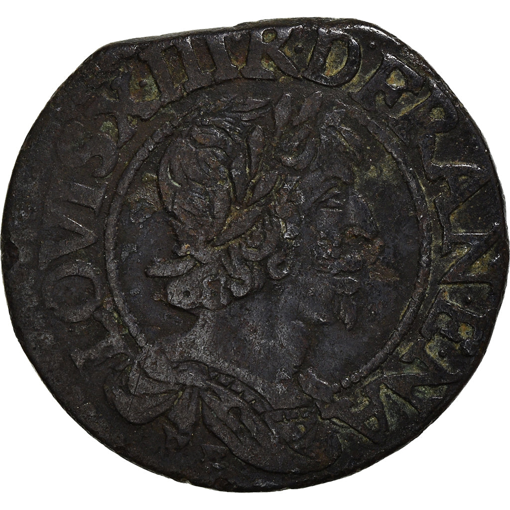 Coin, France, Louis XIII, Double Tournois, 1638, Tours, EF(40-45), Copper
