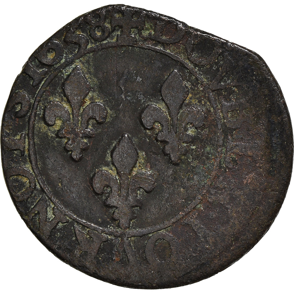 Coin, France, Louis XIII, Double Tournois, 1638, Tours, EF(40-45), Copper