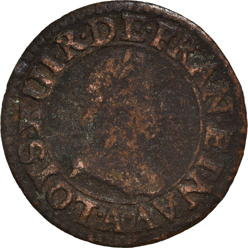 Coin, France, Louis XIII, Double Tournois, 1616, Paris, F(12-15), Copper