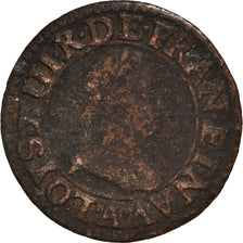 Coin, France, Louis XIII, Double Tournois, 1616, Paris, F(12-15), Copper