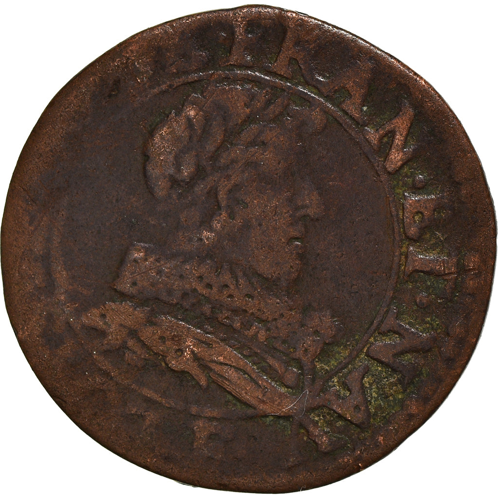 Moneda, Francia, Louis XIII, Double tournois, buste juvénile au col fraisé