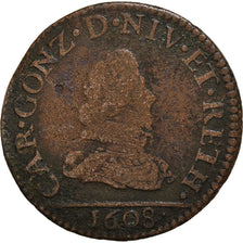 Coin, France, Charles de Gonzague, Liard, 1608, Charleville, VF(20-25), Copper