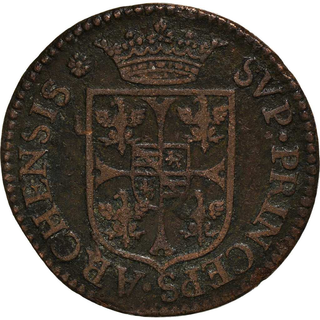 Coin, France, Charles de Gonzague, Liard, 1608, Charleville, VF(20-25), Copper