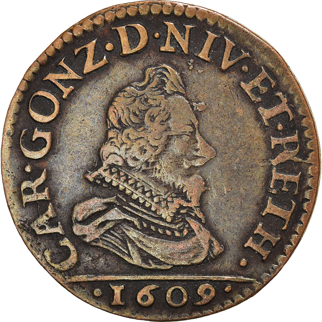 Coin, FRENCH STATES, NEVERS & RETHEL, Charles de Gonzague, 2 Liard, 1609