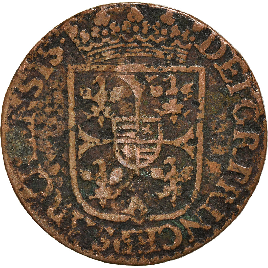 Monnaie, France, Ardennes, Charles I, Liard, 1613, Charleville, B, Cuivre