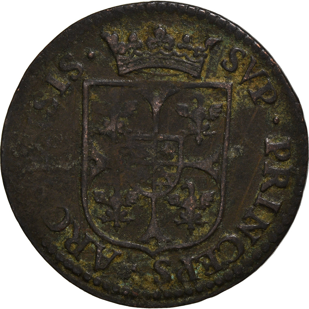 Monnaie, FRENCH STATES, Charles de Gonzague, Liard, 1612, Charleville, TB+