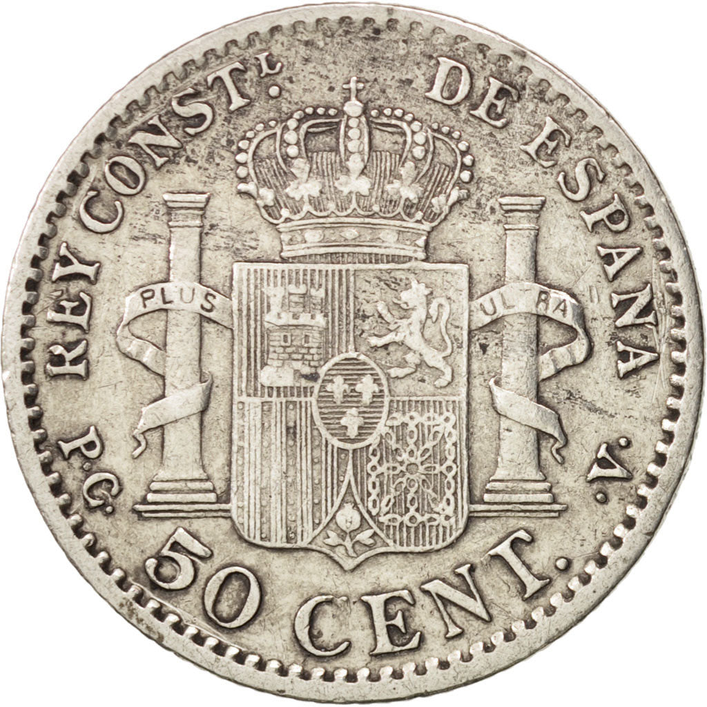 Spain, Alfonso XIII, 50 Centimos, 1910, EF(40-45), Silver, KM:730