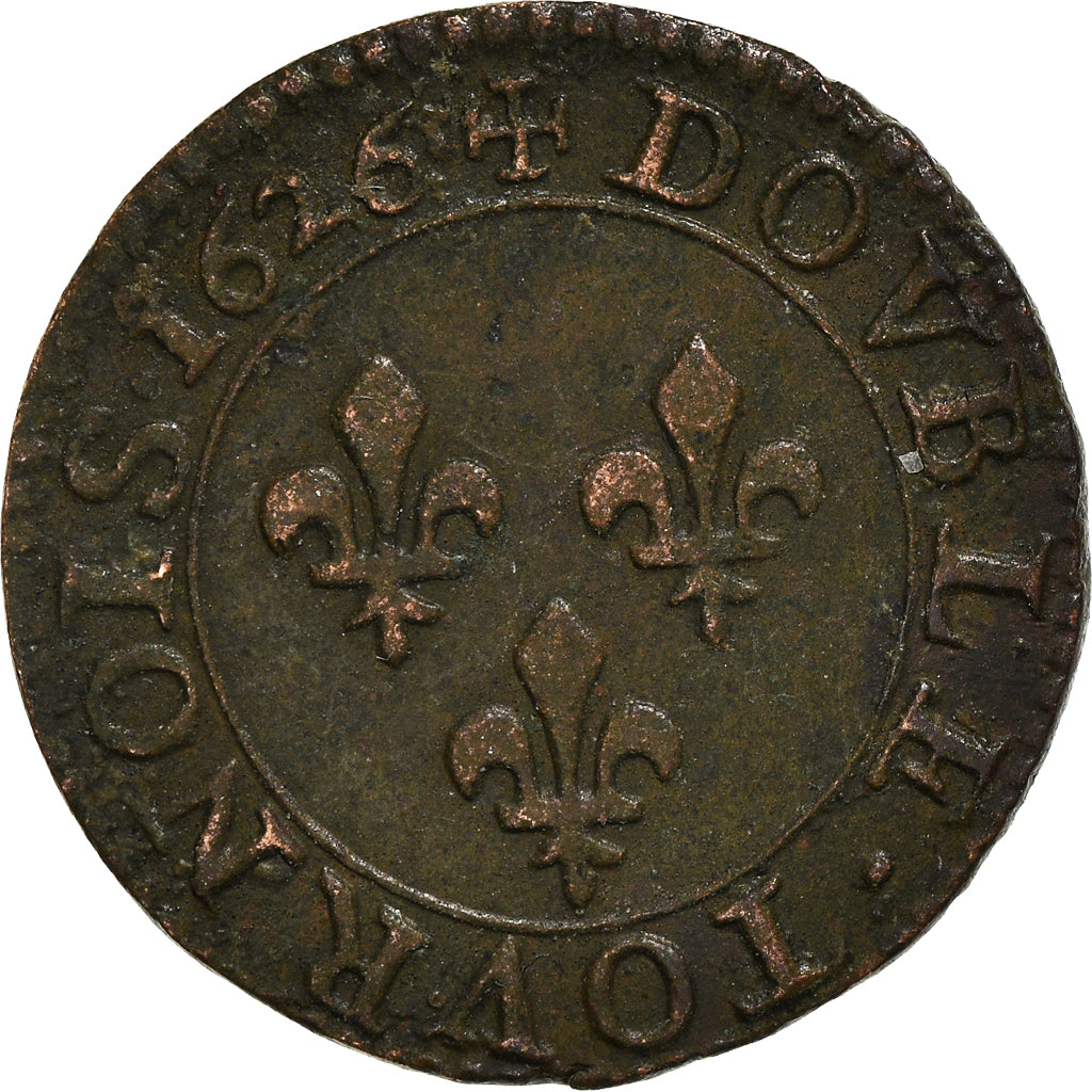 Coin, France, Louis XIII, Double tournois, buste juvénile, Double Tournois