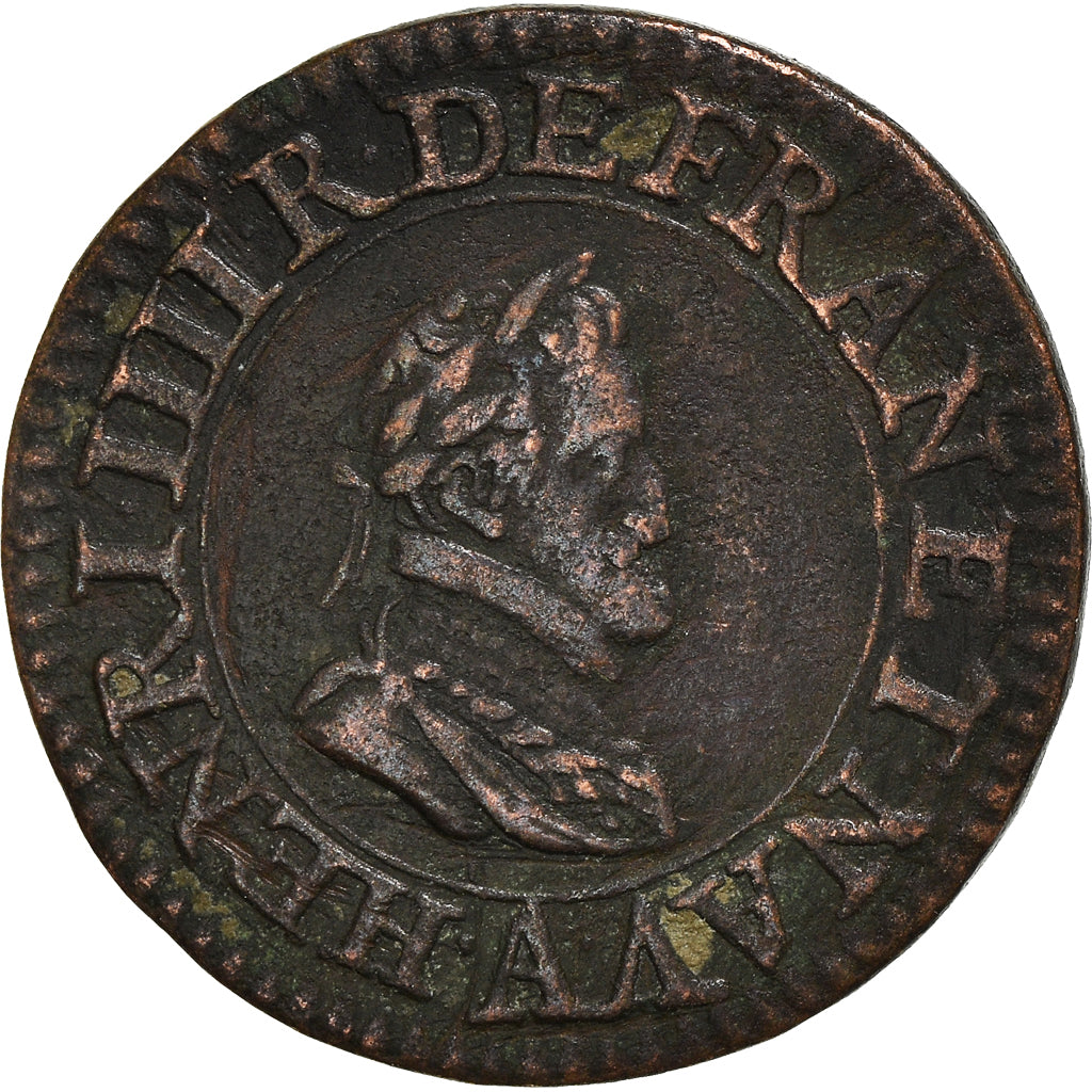 Moneta, Francia, Henri IV, Double Tournois, 1609, Paris, BB, Rame, CGKL:222