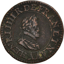 Moneta, Francia, Henri IV, Double Tournois, 1609, Paris, BB, Rame, CGKL:222