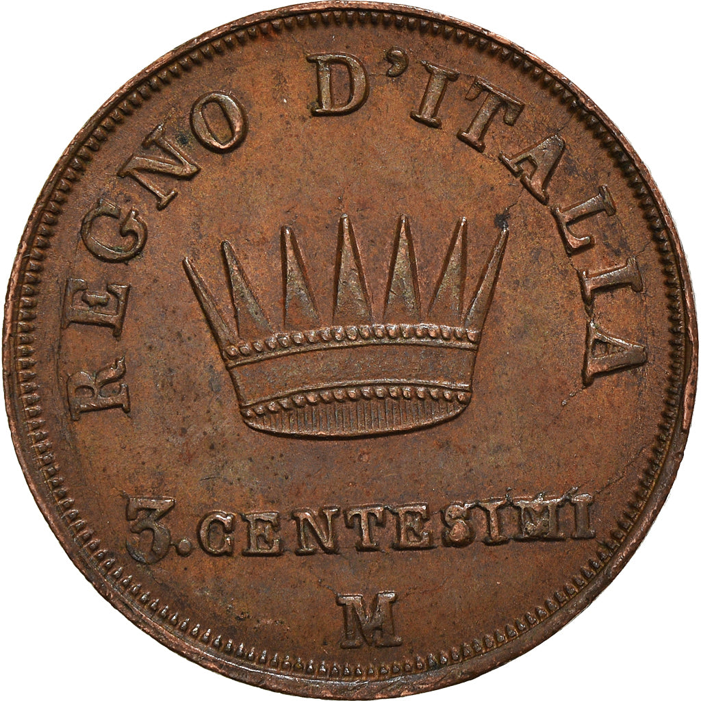 Moneda, Estados italianos, KINGDOM OF NAPOLEON, Napoleon I, 3 Centesimi, 1813