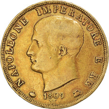 Moneta, DEPARTAMENTY WŁOSKIE, KINGDOM OF NAPOLEON, Napoleon I, 40 Lire, 1809