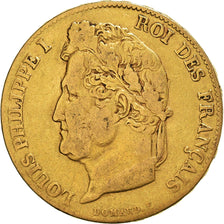 Moeda, França, Louis-Philippe, 20 Francs, 1839, Paris, VF(30-35), Dourado