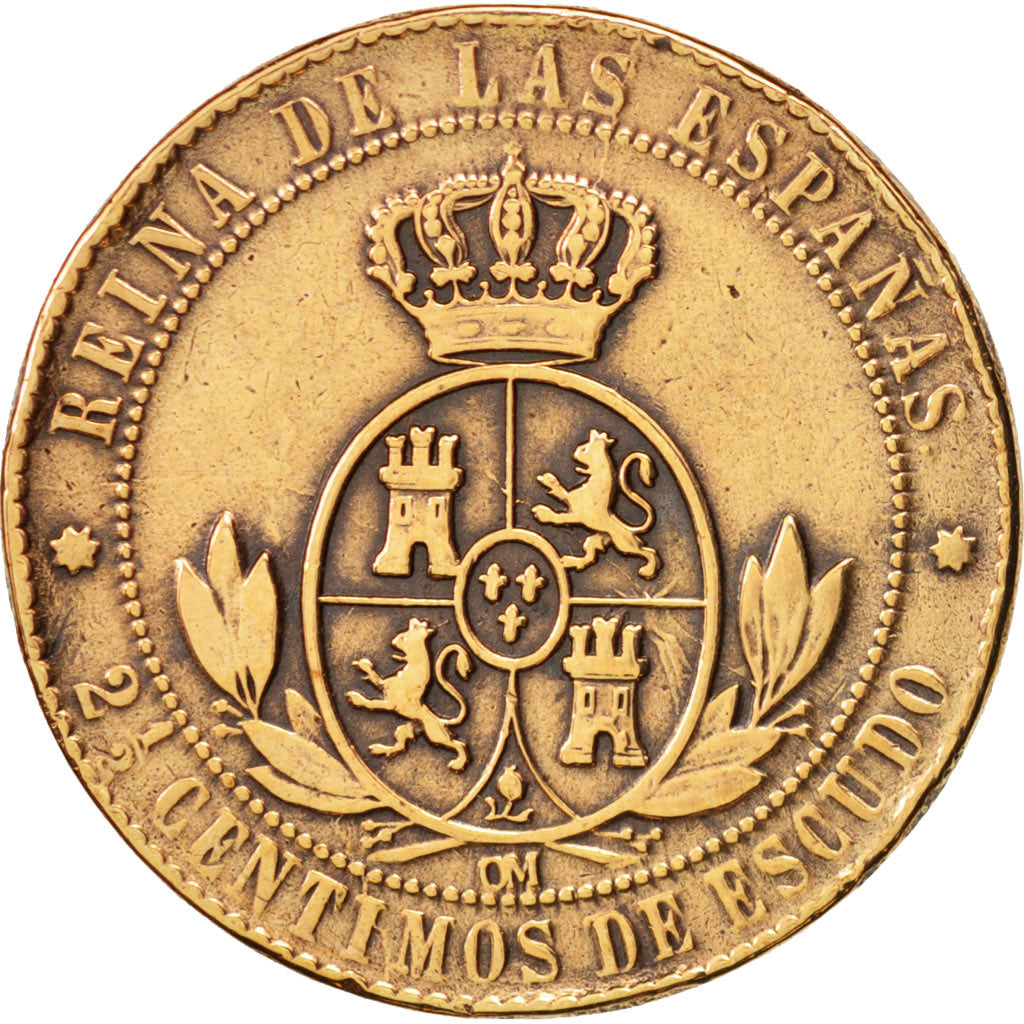 Spanien, Isabel II, 2-1/2 Centimos, 1868, Madrid, EF(40-45), Copper, KM:634.5