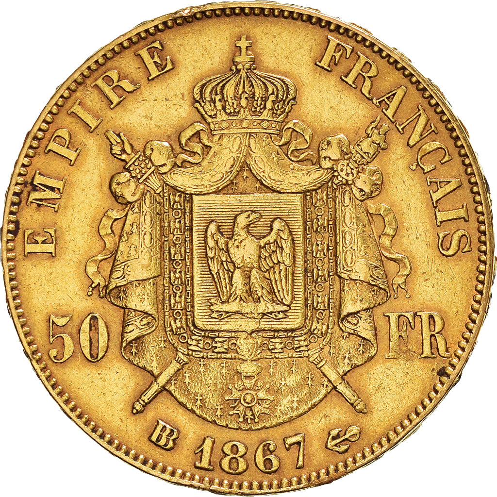 Münze, Frankreich, Napoleon III, Napoléon III, 50 Francs, 1867, Strasbourg