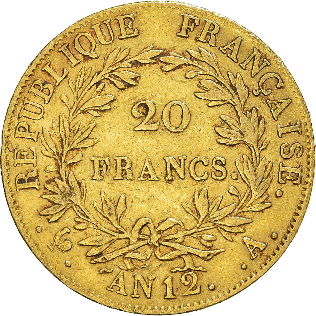 Monnaie, France, Napoléon I, 20 Francs, An 12, Paris, TTB, Or, Gadoury:1021