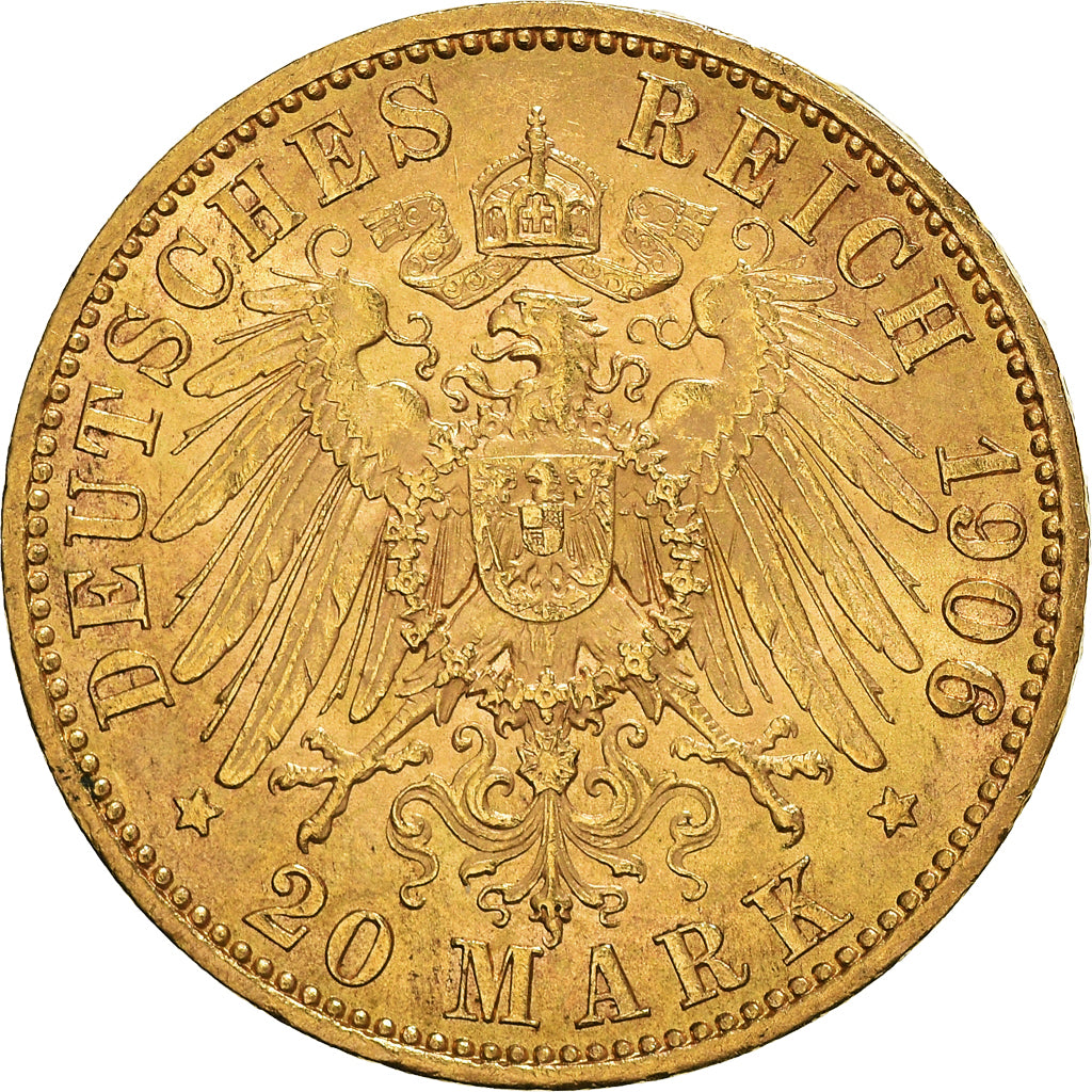 Coin, German States, PRUSSIA, Wilhelm II, 20 Mark, 1906, Berlin, AU(55-58)