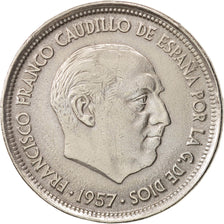 Spagna, Caudillo and regent, 50 Pesetas, 1957, BB, Rame-nichel, KM:788