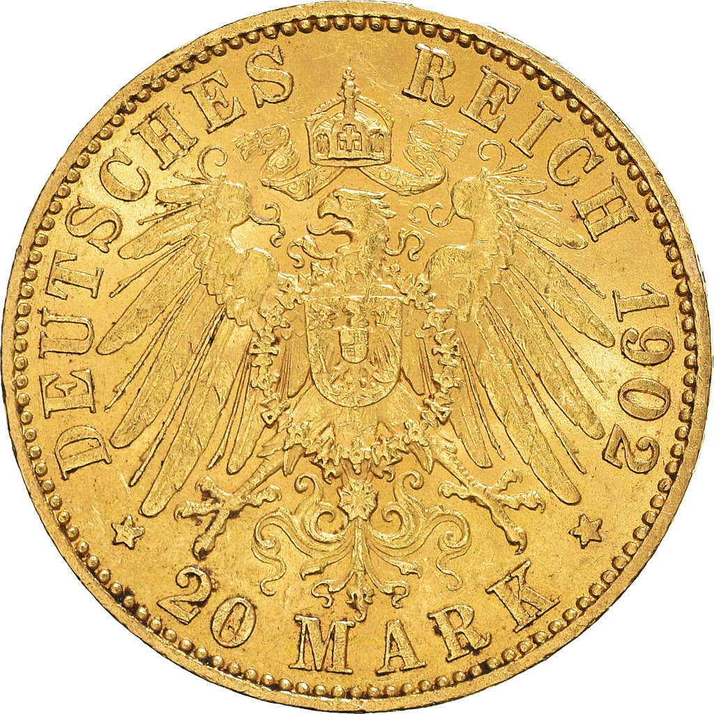 Coin, German States, PRUSSIA, Wilhelm II, 20 Mark, 1902, Berlin, AU(50-53)