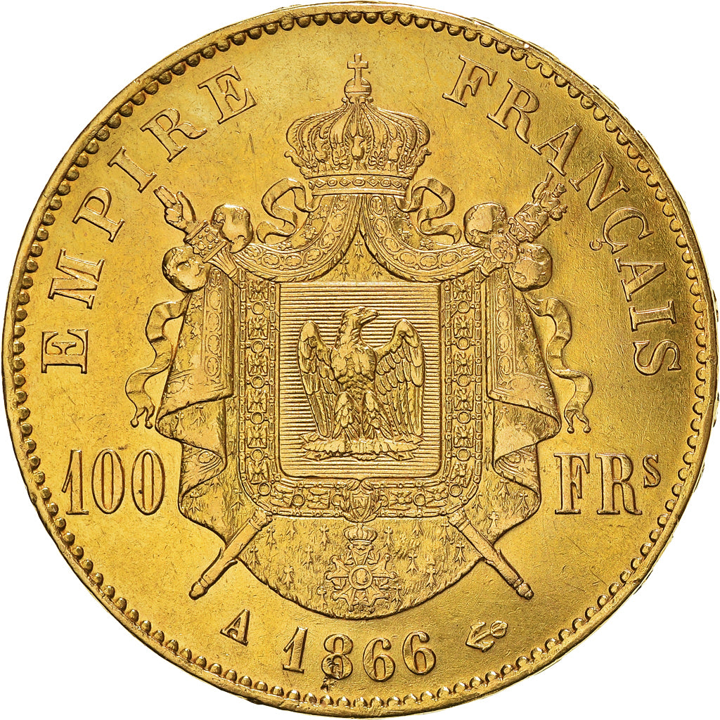 Moneda, Francia, Napoleon III, Napoléon III, 100 Francs, 1866, Paris, MBC+